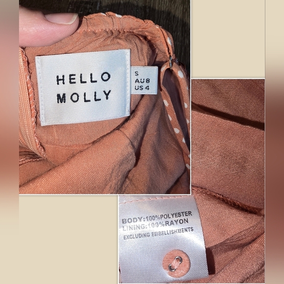 Hello Molly Glowing Girl Maxi Dress Peach Orange Boho Floral Print Size S or 4 - Picture 6 of 10
